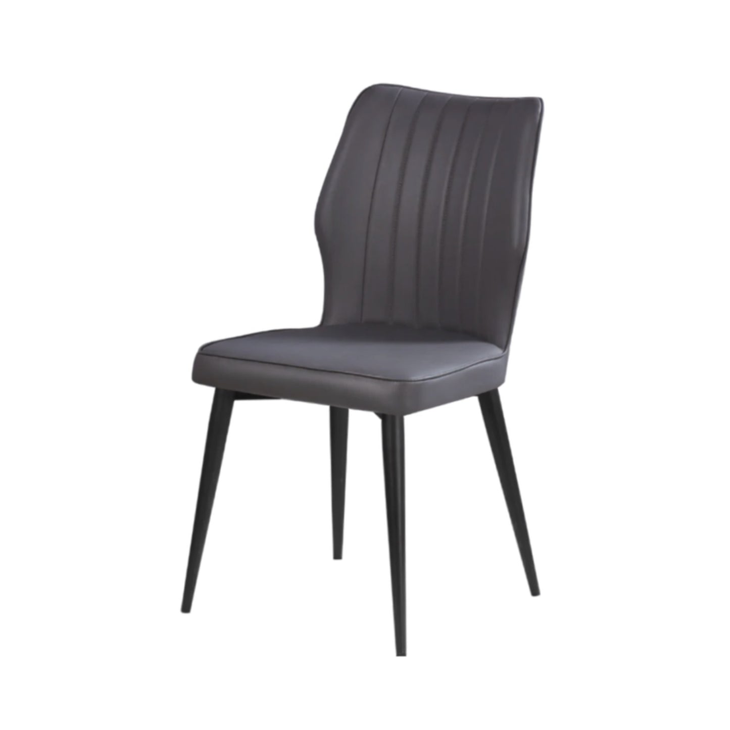 Signature Living Black Steel Dining Chair with Gray Vinyl Upholstered Seat & Back