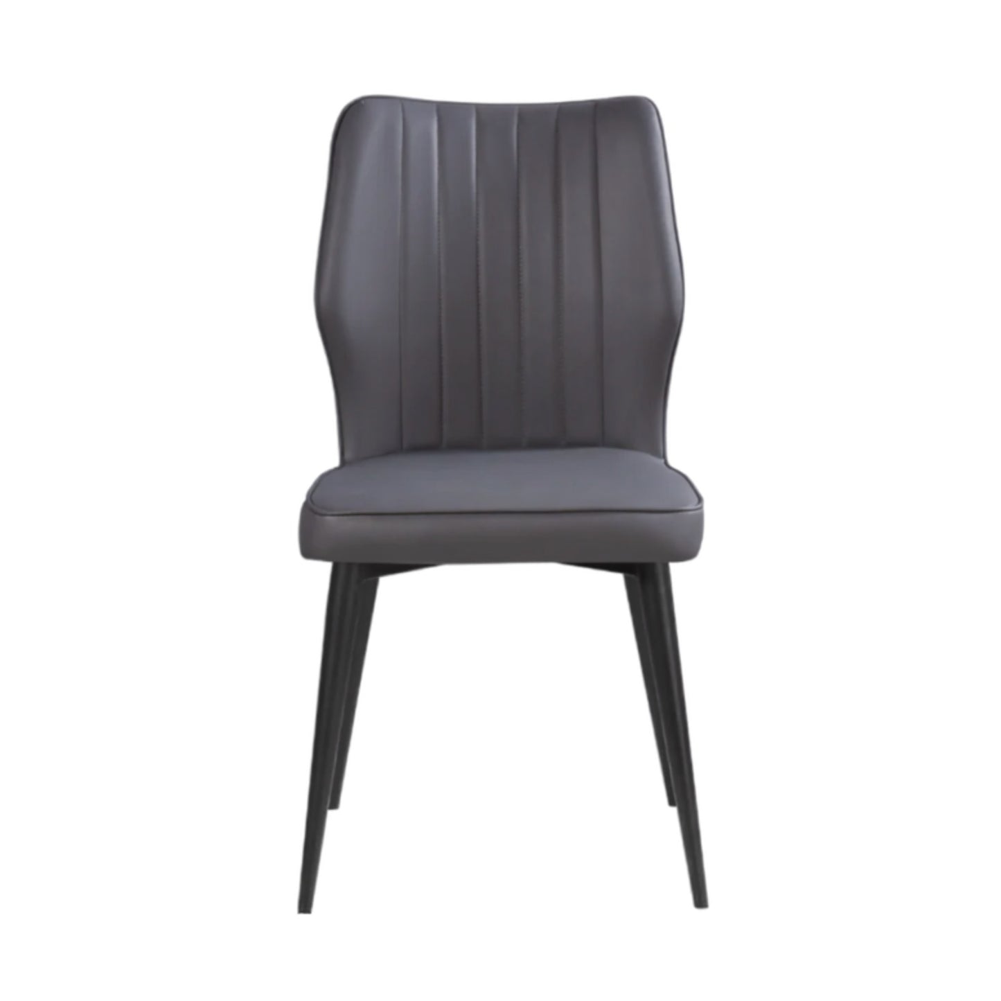Signature Living Black Steel Dining Chair with Gray Vinyl Upholstered Seat & Back