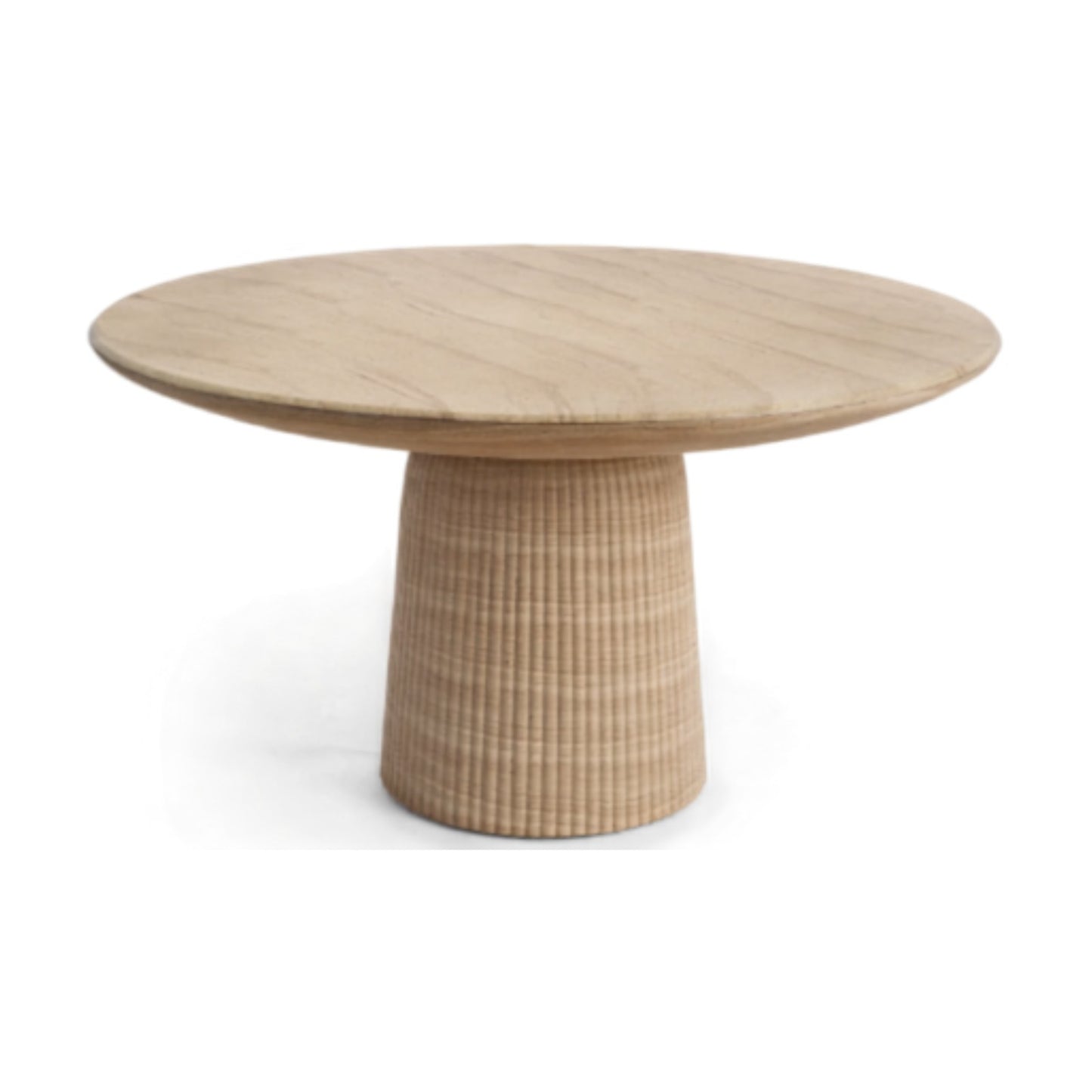 Signature Living 54" Round Dining Table with Stone-Effect Finish & Fluted Base