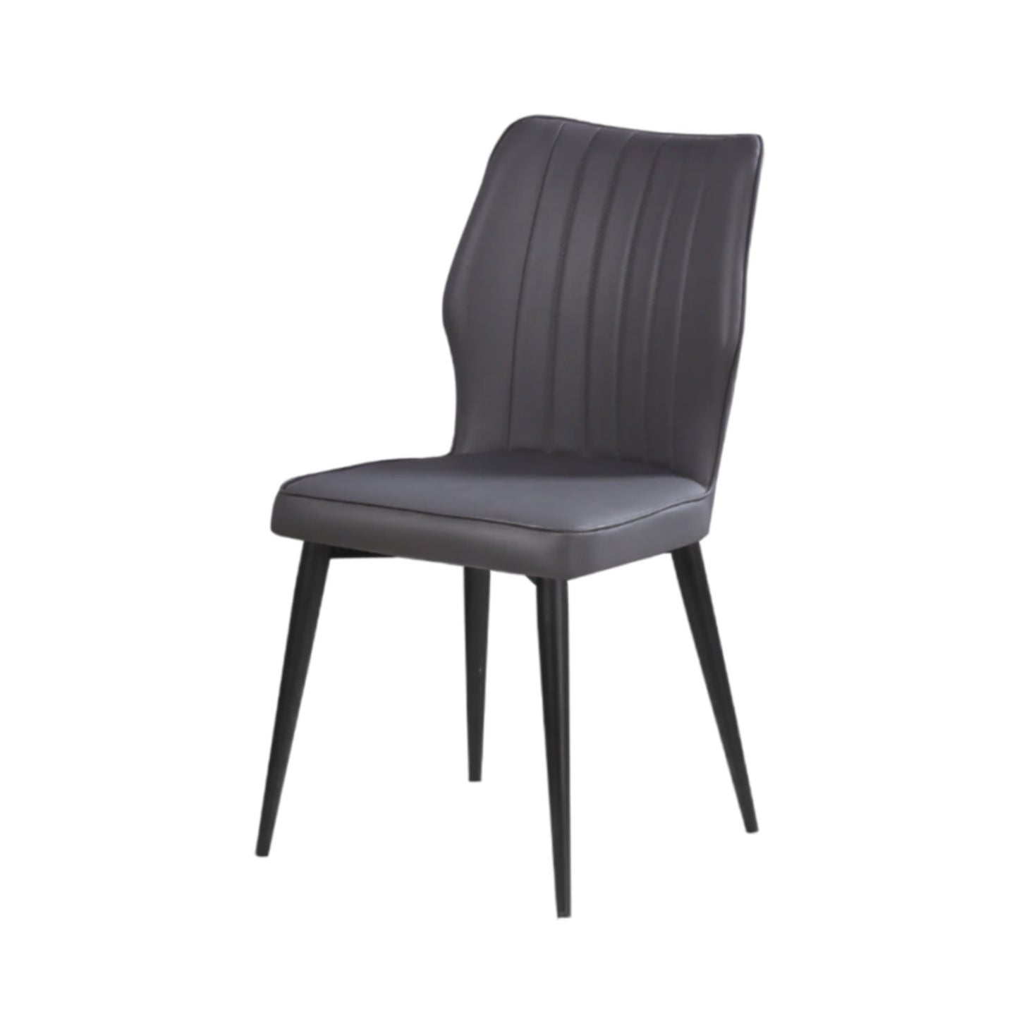 Signature Living Black Steel Dining Chair with Gray Vinyl Upholstered Seat & Back