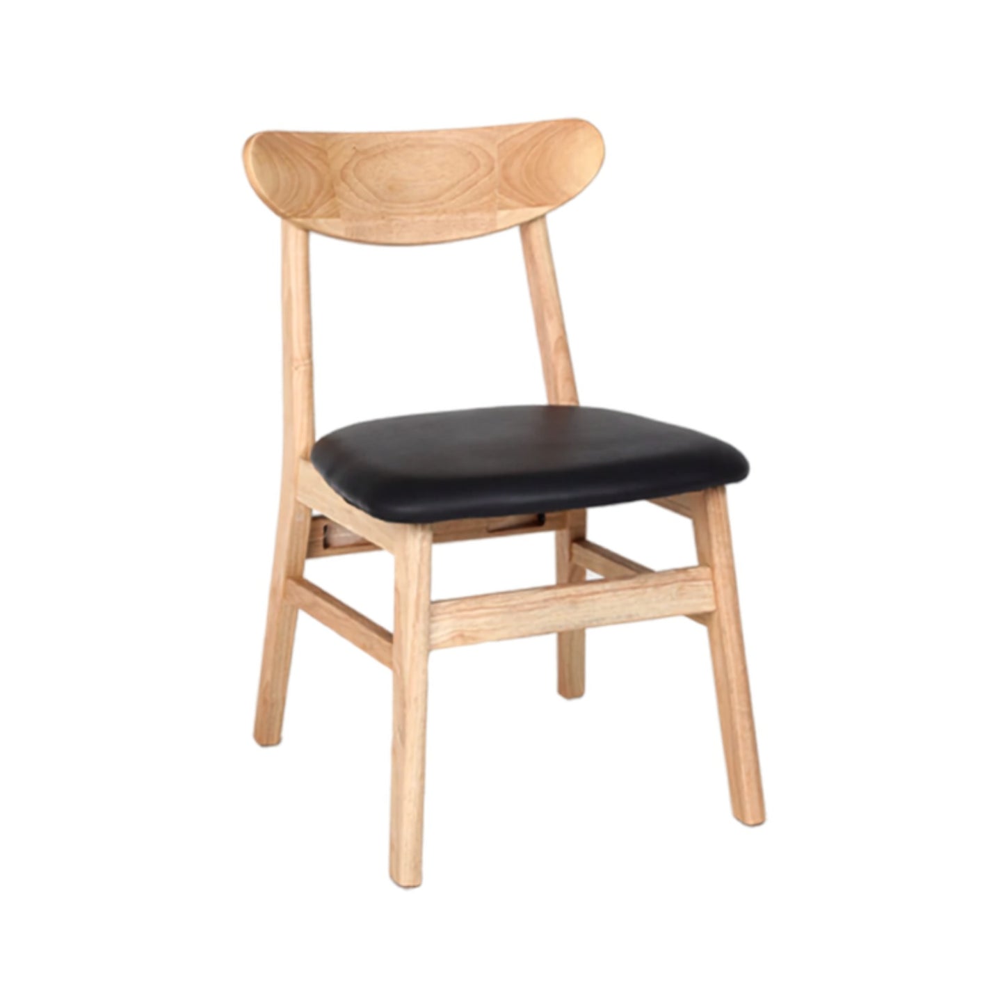 Signature Living Natural Rubber Wood Dining Chair with Gray Upholstered Seat