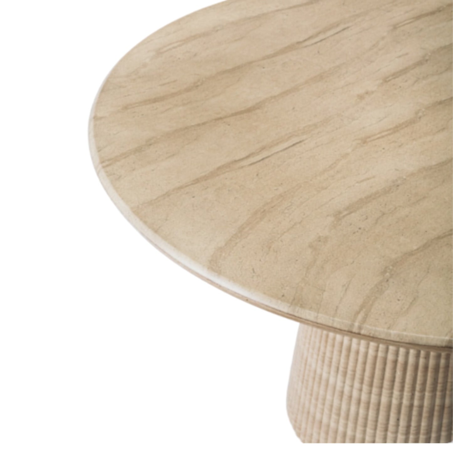 Signature Living 54" Round Dining Table with Stone-Effect Finish & Fluted Base