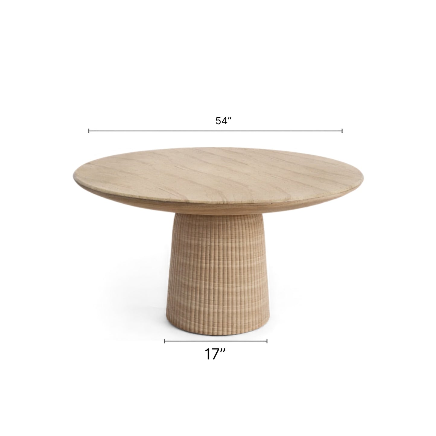 Signature Living 54" Round Dining Table with Stone-Effect Finish & Fluted Base