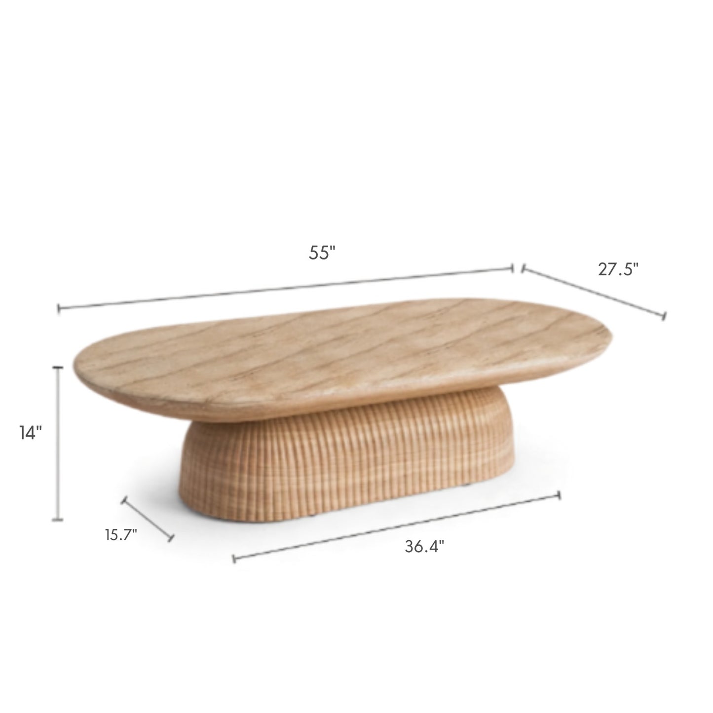 Signature Living 54" Round Dining Table with Stone-Effect Finish & Fluted Base